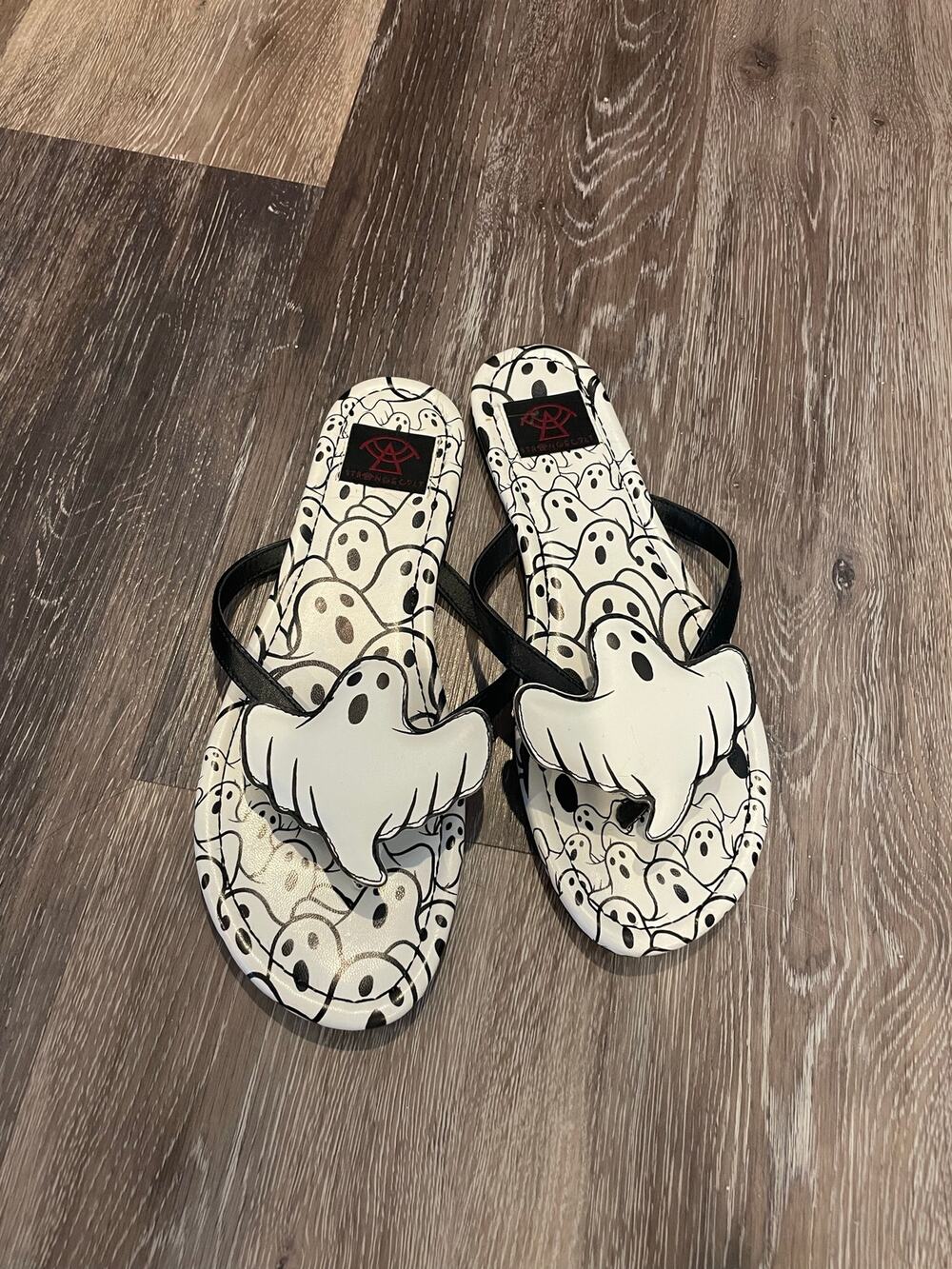 strange cult ghost flip flops
